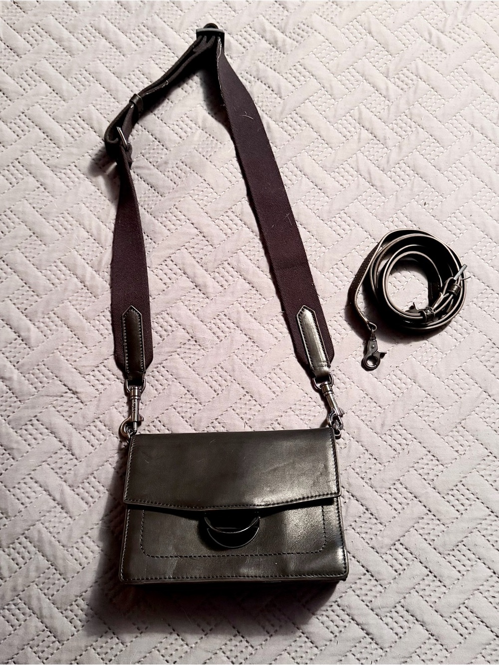 Botkier Black Leather Crossbody Bag with Detachable Straps